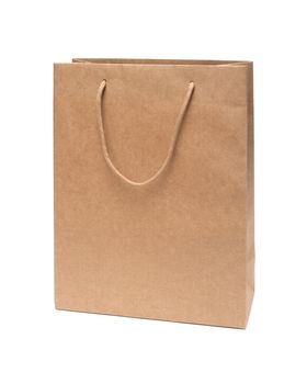 Blank brown paper bag isolated on white background