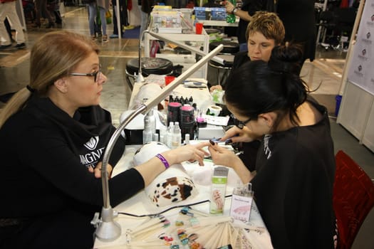 Manicure at 27th international fair and congress of cosmetics,The touch of Paris, 27th and 28th April 2016. Belgrade,Serbia