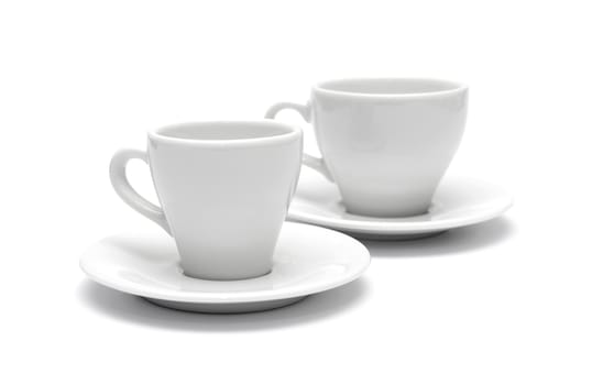 Small white coffee cup isolated on white