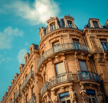 Traditional Old Residential Architecture With Balconies In Toulouse, The South Of France