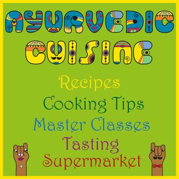 Inscription Ayurvedic Cuisine. Colored Letters. Illustration