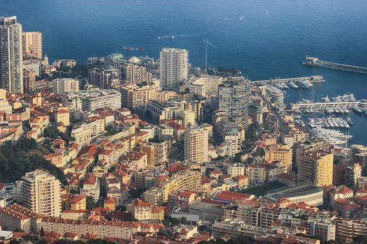 Aerial View of Port Hercule, Monte-Carlo and the Mediterranean Sea in Monaco