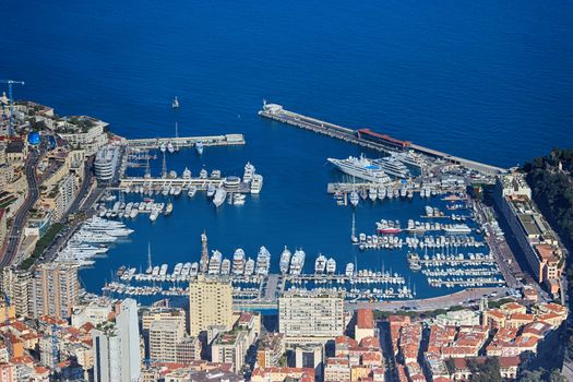 Aerial View of Port Hercule and the Mediterranean Sea in Monaco