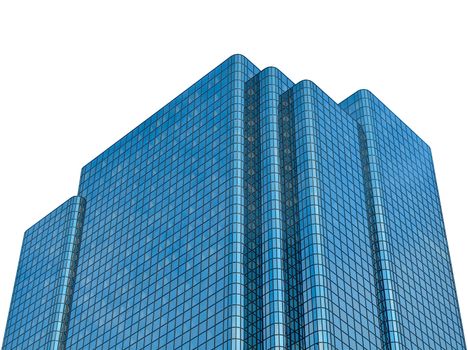 Isolated Modern Contemporary Glass Office Building Against A White Background