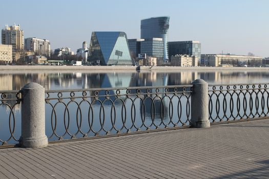 Modern Architecture of St. Petersburg reflected in water