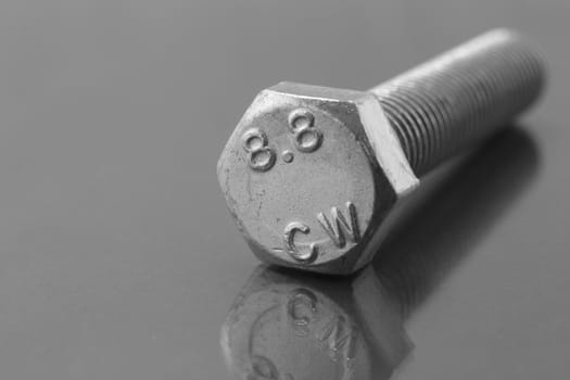 Close up of a stainless steel bolt