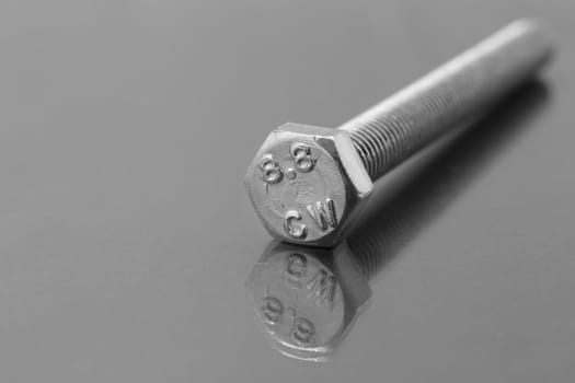 Close up of a stainless steel bolt