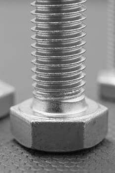 Close up of a stainless steel bolt