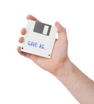 Floppy disk, data storage support, isolated on white - Save as