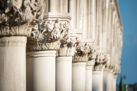 Column Sculptures of Doge's Palace, Saint Marks Square, Venice, Italy