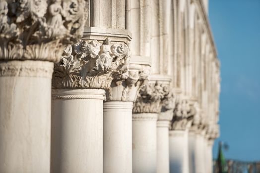 Column Sculptures of Doge's Palace, Saint Marks Square, Venice, Italy