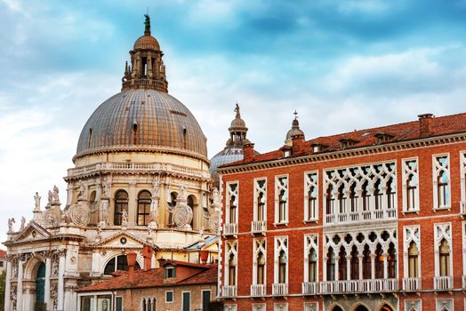 Basilica Santa Maria della Salute at Grand Canal in sunny day. Venice, Italy