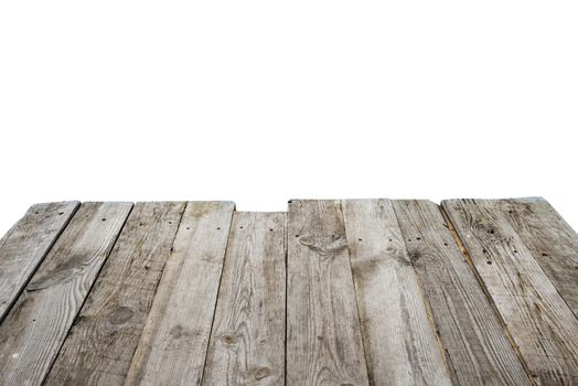 Empty wooden bridge isolated on white background