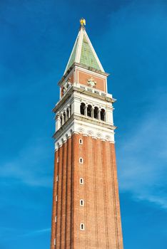 San Marco campanile, bell tower of Saint Mark cathedral on square in Venice