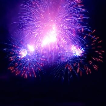 Colorful fireworks on the black sky background