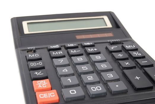 Black calculator isolated on the white background