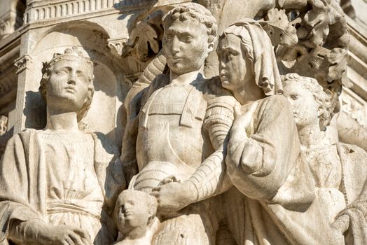 Architecture details- sculpture at San Marco Piazza in Venice, Italy