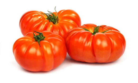 Fresh ripe red tomatoes Timento cultivar isolated on white background.