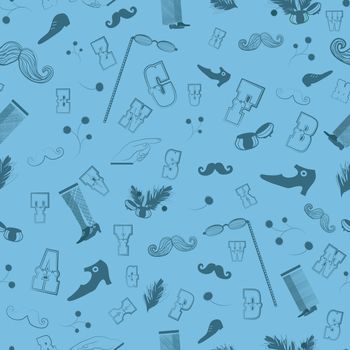 Set of  Vintage Items wtih Seamless Pattern Background