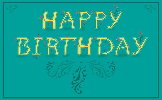 Inscription Happy Birthday. Delicate letters with floral pattern. Illustration