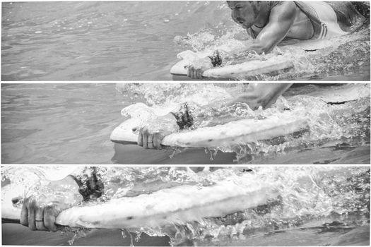 Man Body Boarder surfing on the waves Sea beach