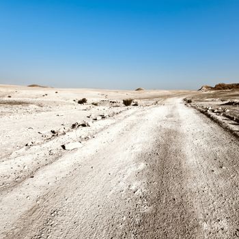 Road in Desert on the West Bank of the Jordan River, Vintage Style Toned Picture