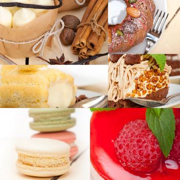 fresh colorful delicious homemade dessert cake selection composition collage 