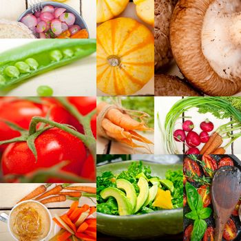 fresh hearthy healthy vegetables selection food collage composition 