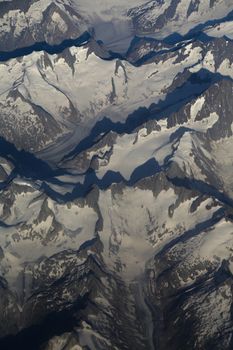 Aerial view of the Alps from a plane