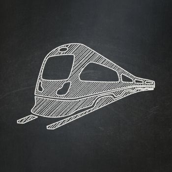 Travel concept: Train icon on Black chalkboard background