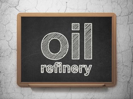 Manufacuring concept: text Oil Refinery on Black chalkboard on grunge wall background, 3D rendering