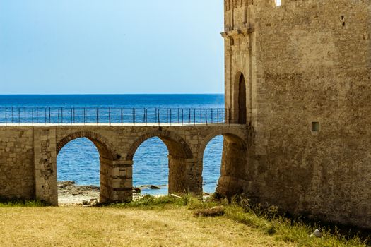 Entrance of medieval Maniace's Castle in Siracusa