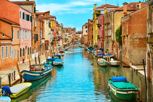 Grand Canal and Basilica Santa Maria della Salute in sunny day. Venice, Italy