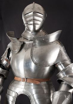 Armour of the medieval knight. Metal protection of the soldier against the weapon of the opponent