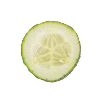 A slice of cucumber isolated on a white background