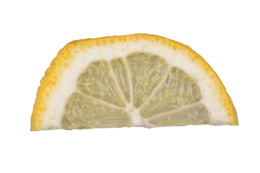 A slice of lemon isolated on a white background