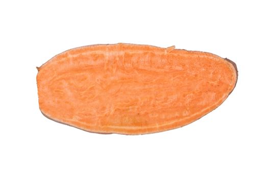 Cut sweet potatoe isolated on white background