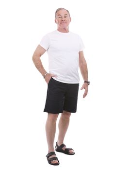 handsome caucasian man wearing summer outfit on white background