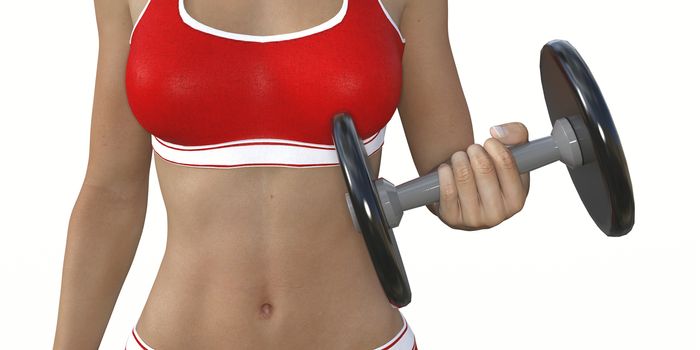 Woman Exercising with Dumbbells as Fitness Concept