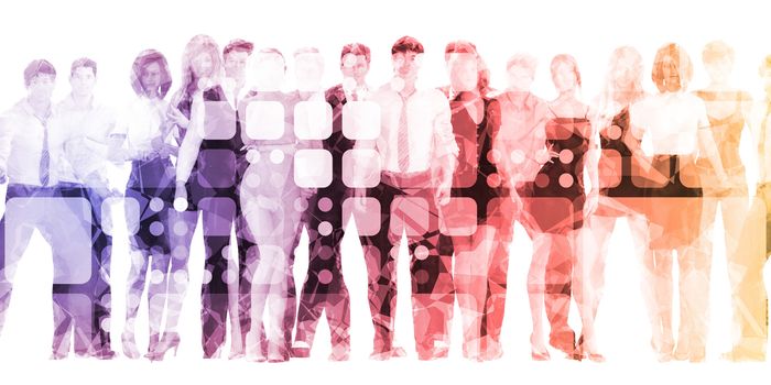 Empowered Professionals Working as a Team Concept