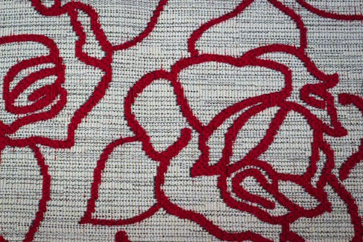 Rustic canvas fabric texture in white and red color.