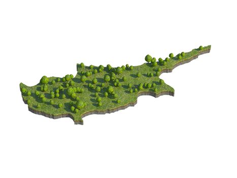 3d render of cyprus  map section cut isolated on white with clipping path