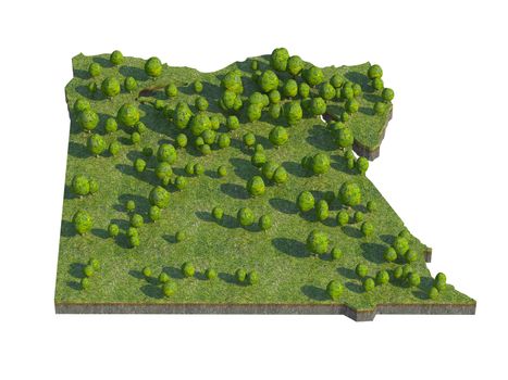 3d render of egypt  map section cut isolated on white with clipping path