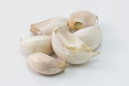 Fresh white garlic isolated on white background