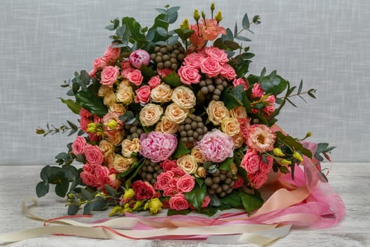 Beautiful pink and white roses ,designer bouquet