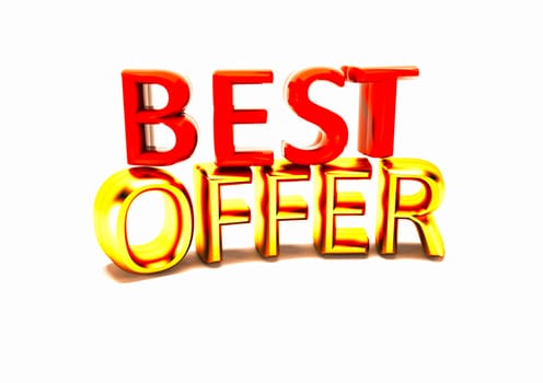 Dimensional inscription of Best offer. 3D rendering.