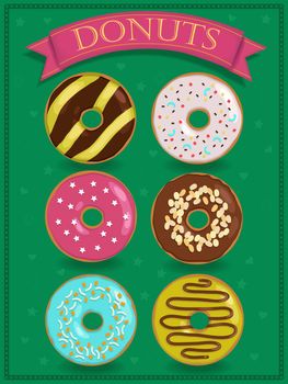Set of sweet donuts.  illustration