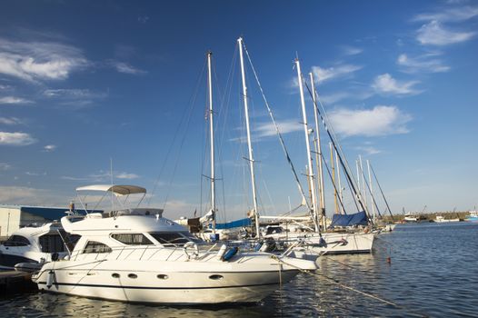 Yacht are docking in the harbour,  Black Sea