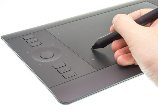 Graphic designer working on sensitivity tablet