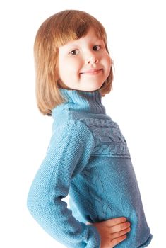 Portrait of Happy five years girl smiling isolated on white